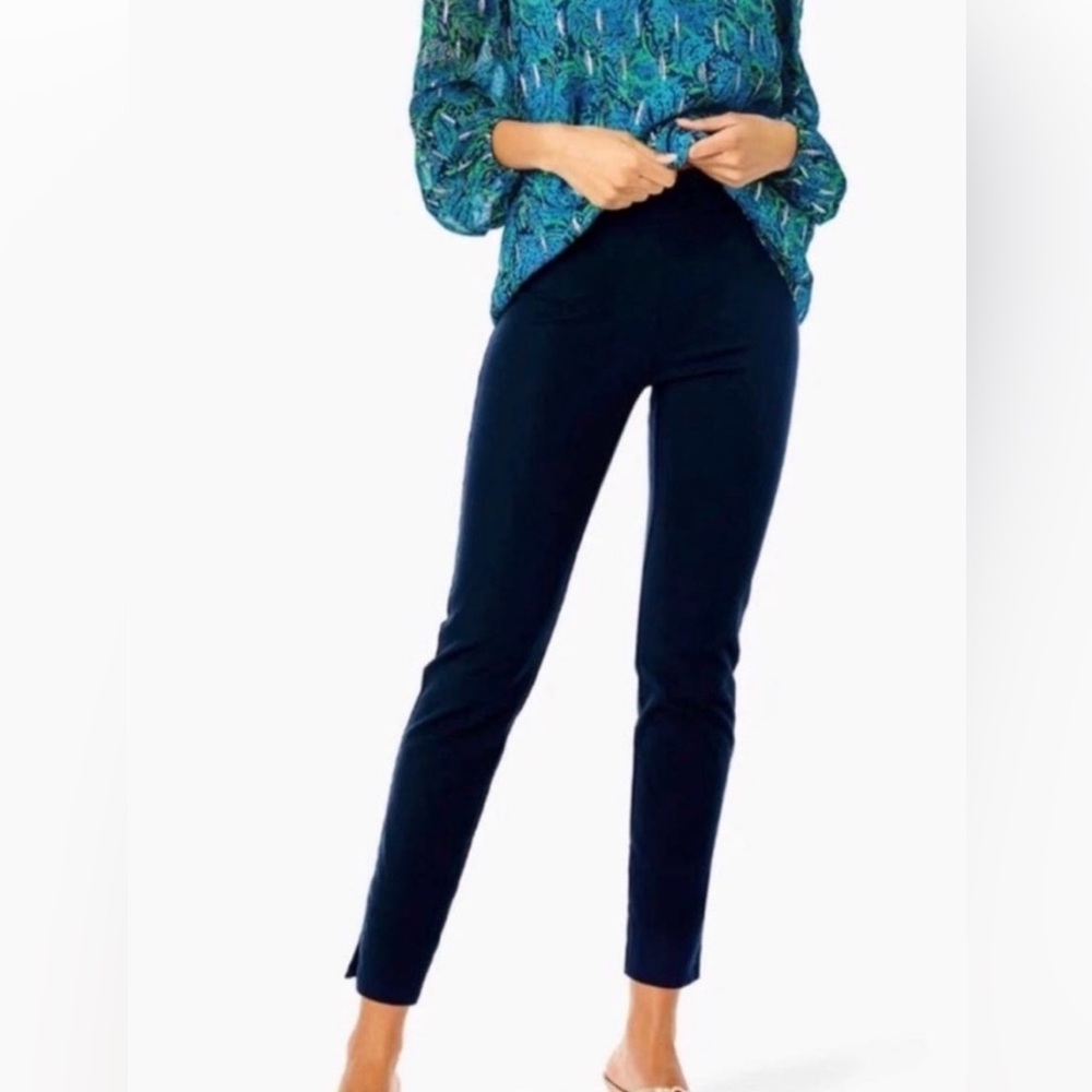 Lilly Pulitzer 27" Merrin High-Rise Bi-Stretch Pull On Pant Navy Size 10 008245